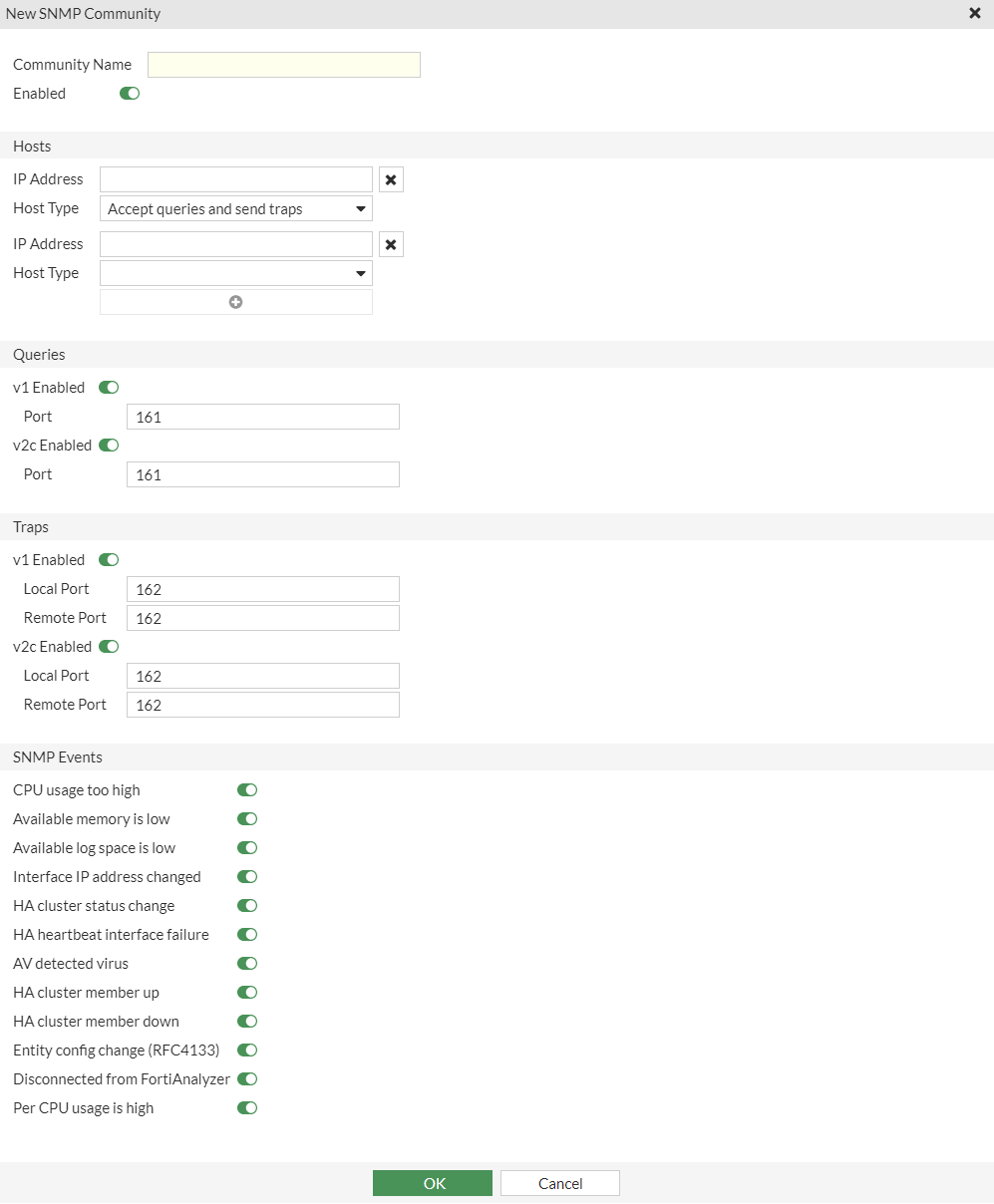 Creating or editing an SNMP community | FortiPAM 1.7.0 | Fortinet ...