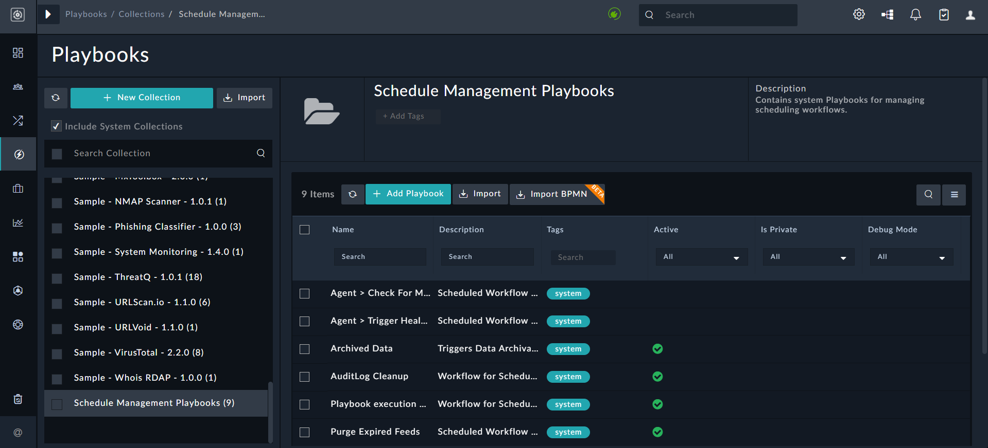 Show System Playbooks Collections checkbox