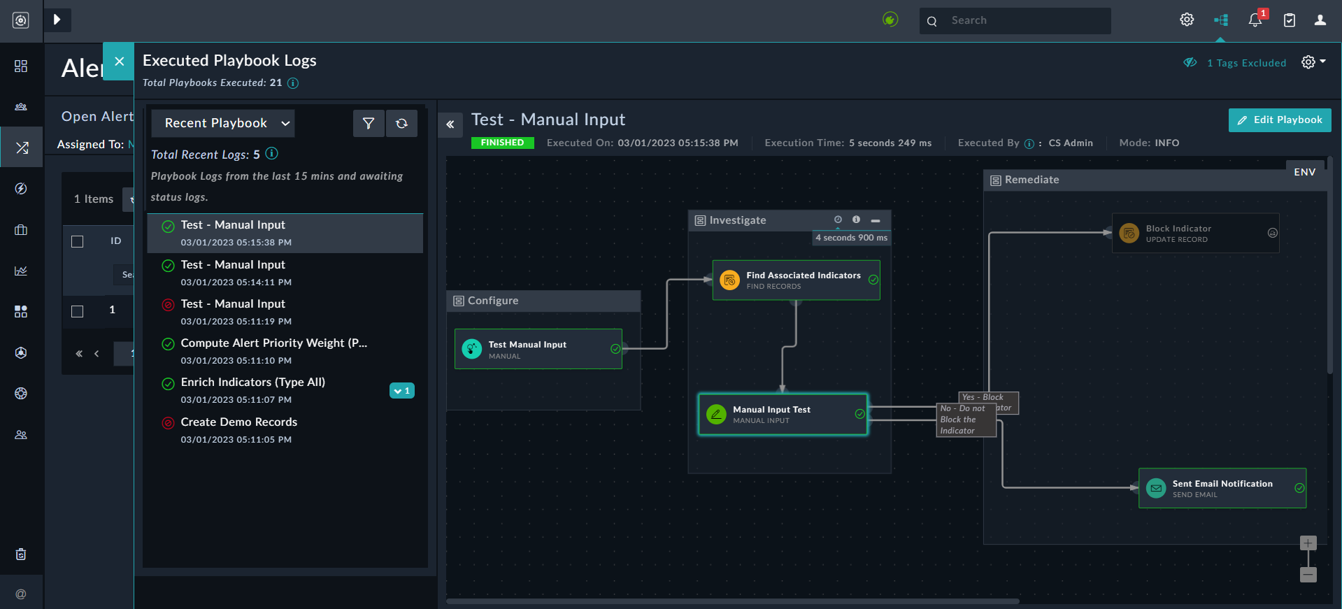 Executed Playbook Logs containing Blocks