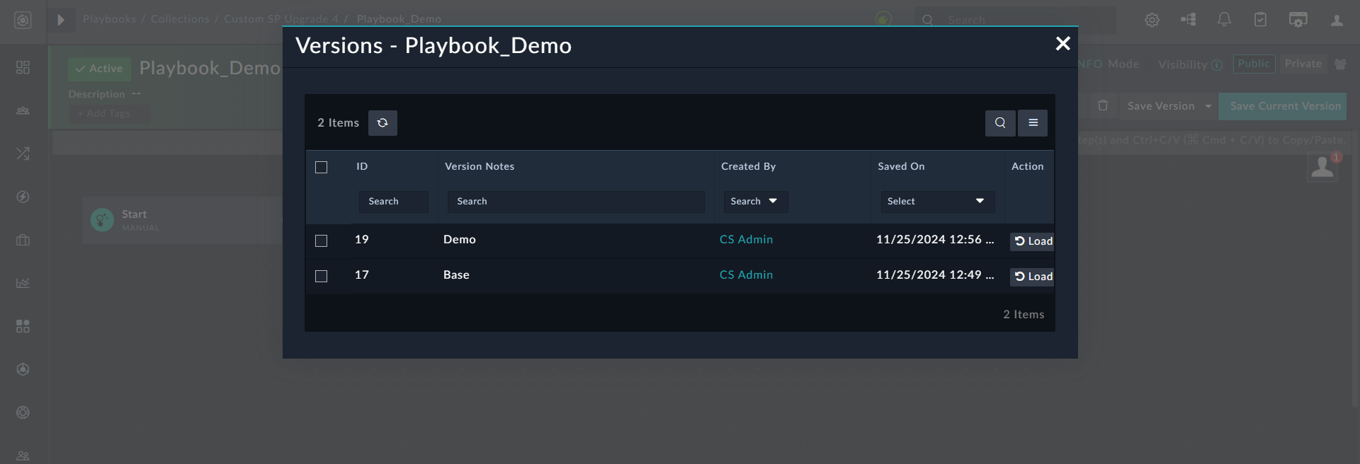 Playbook with Base Version
