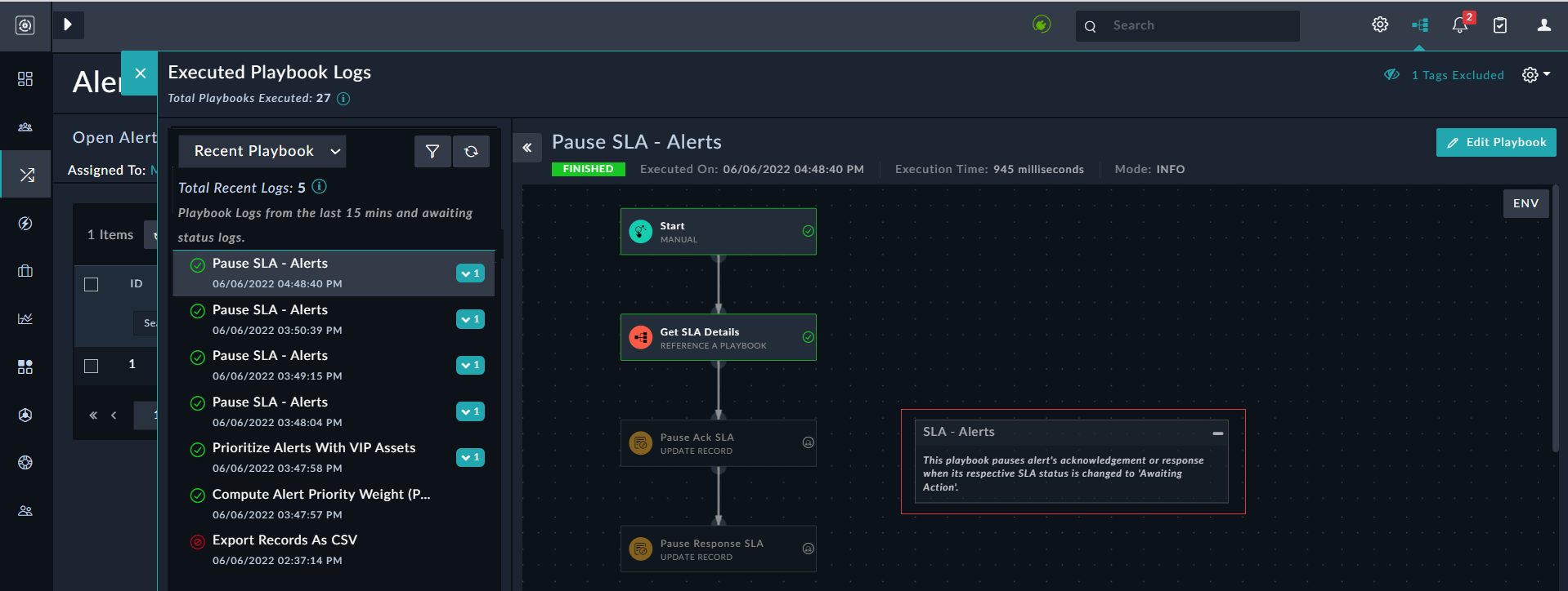 Executed Playbook Logs - Displaying Notes