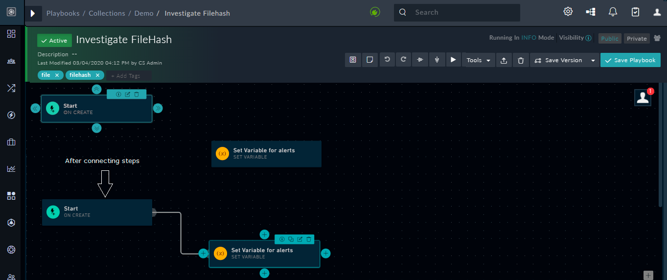 Connecting Playbook steps
