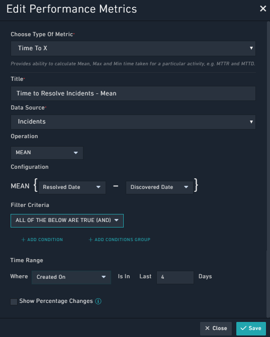 Example of Time To X - Mean Widget