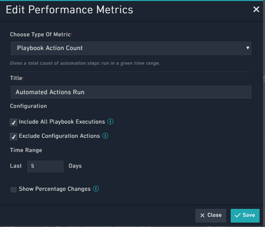 Example of Playbook Action Count Widget