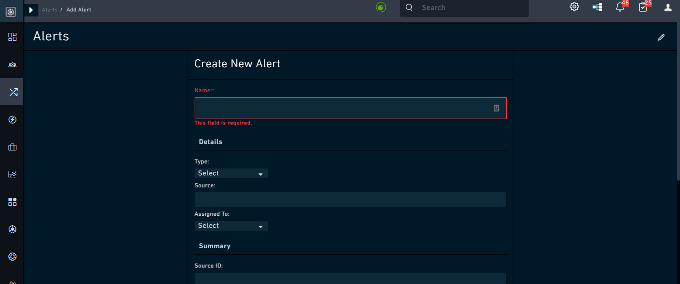 Form Groups widget in the Alerts Module