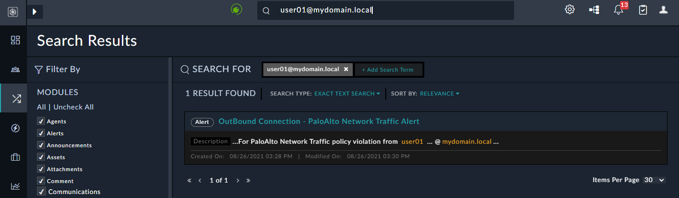 Match Type: Exact Text Search