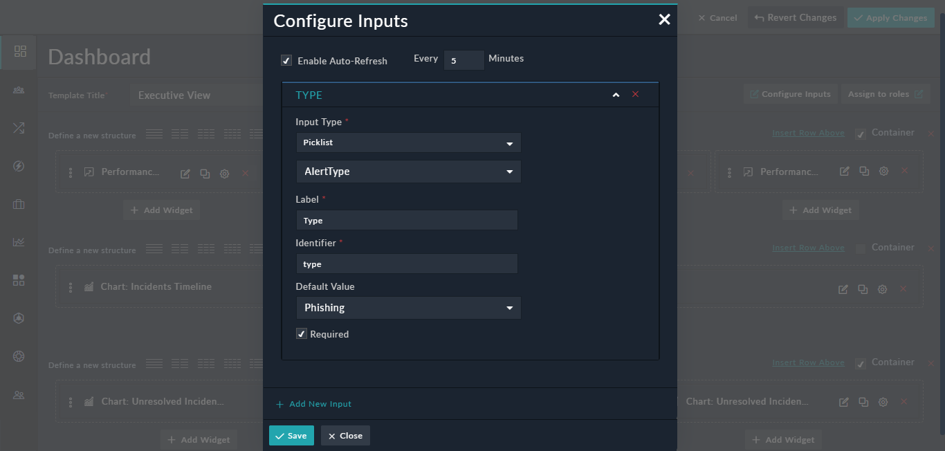 Configure Inputs with Picklist input type