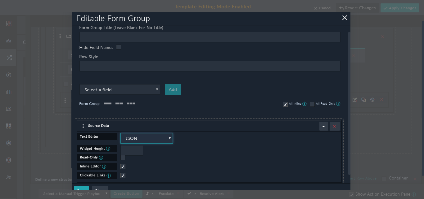 Editable Form Group Widget with the JSON Formatter Option
