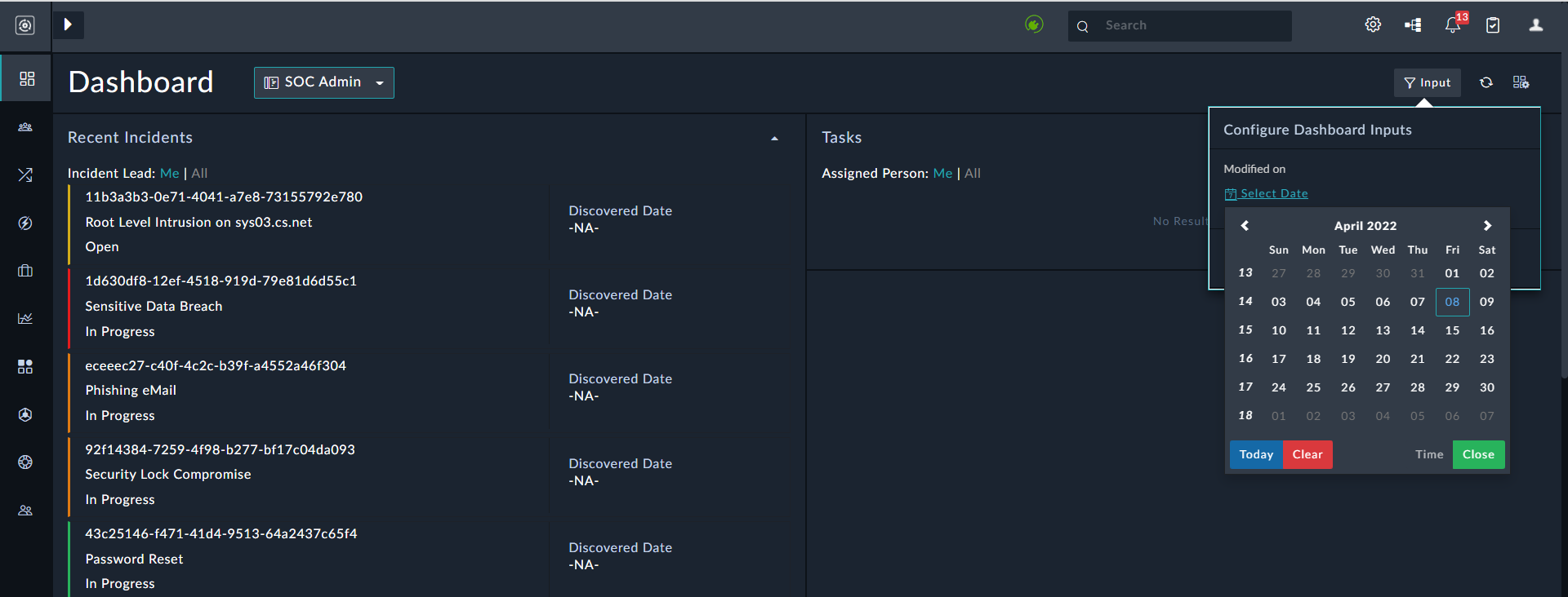 Configure Dashboard Inputs