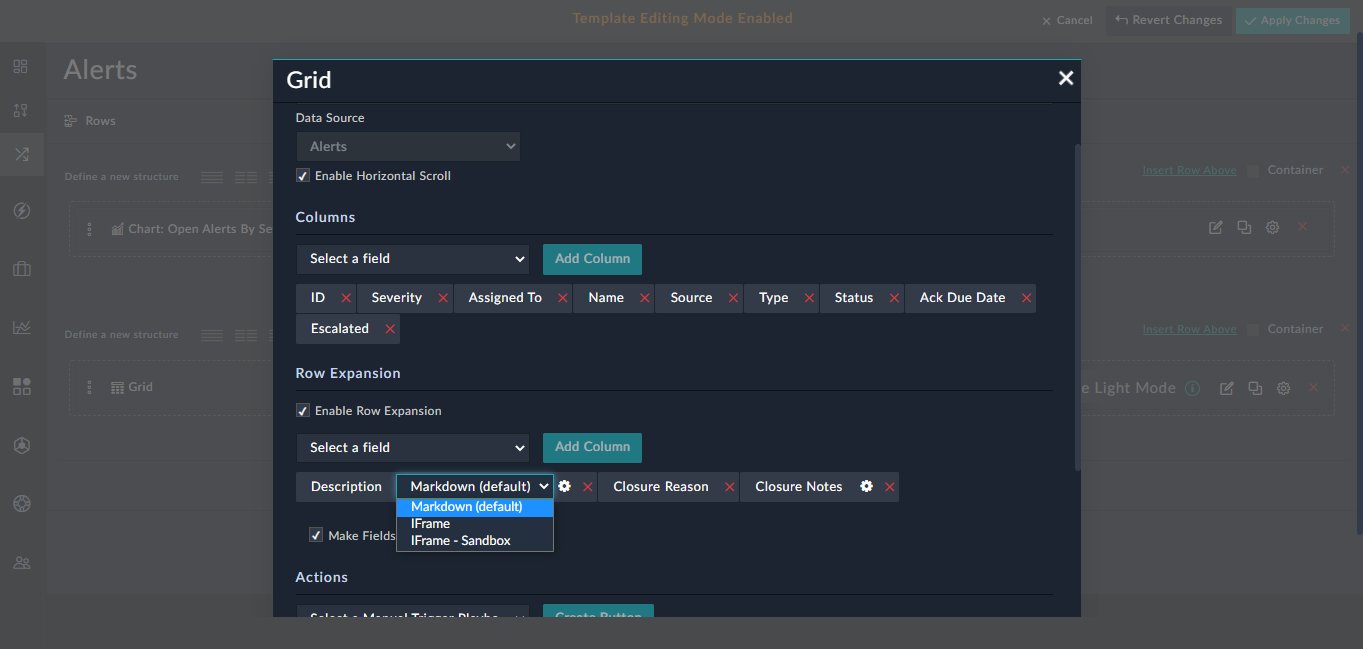 Settings for a Rich Text type field