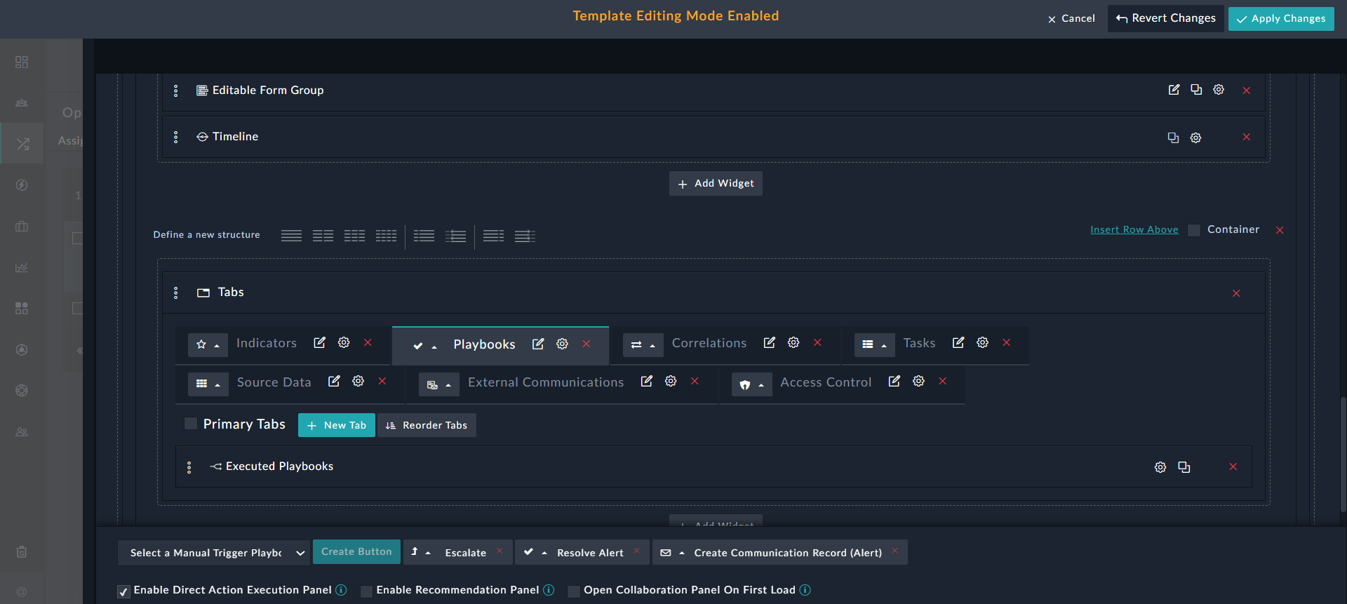 Executed Playbooks widget