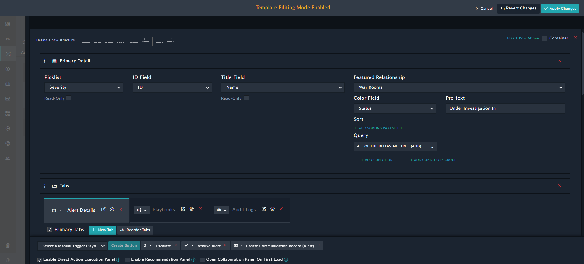 Detail View Template Editing