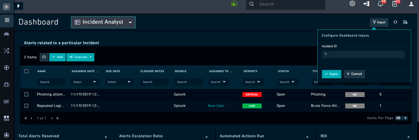 Alerts related to a particular Incident in the Grid View
