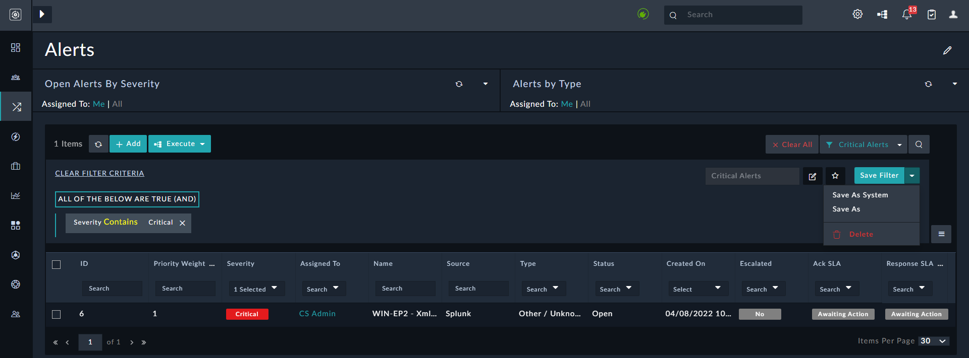 Filter Settings pane
