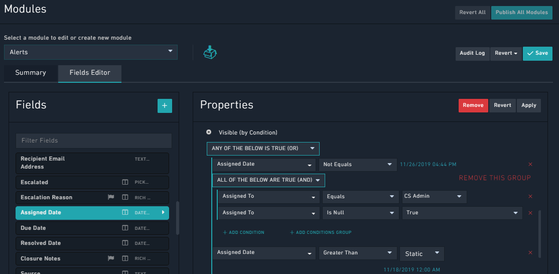 Visible By Condition - Nested Conditions