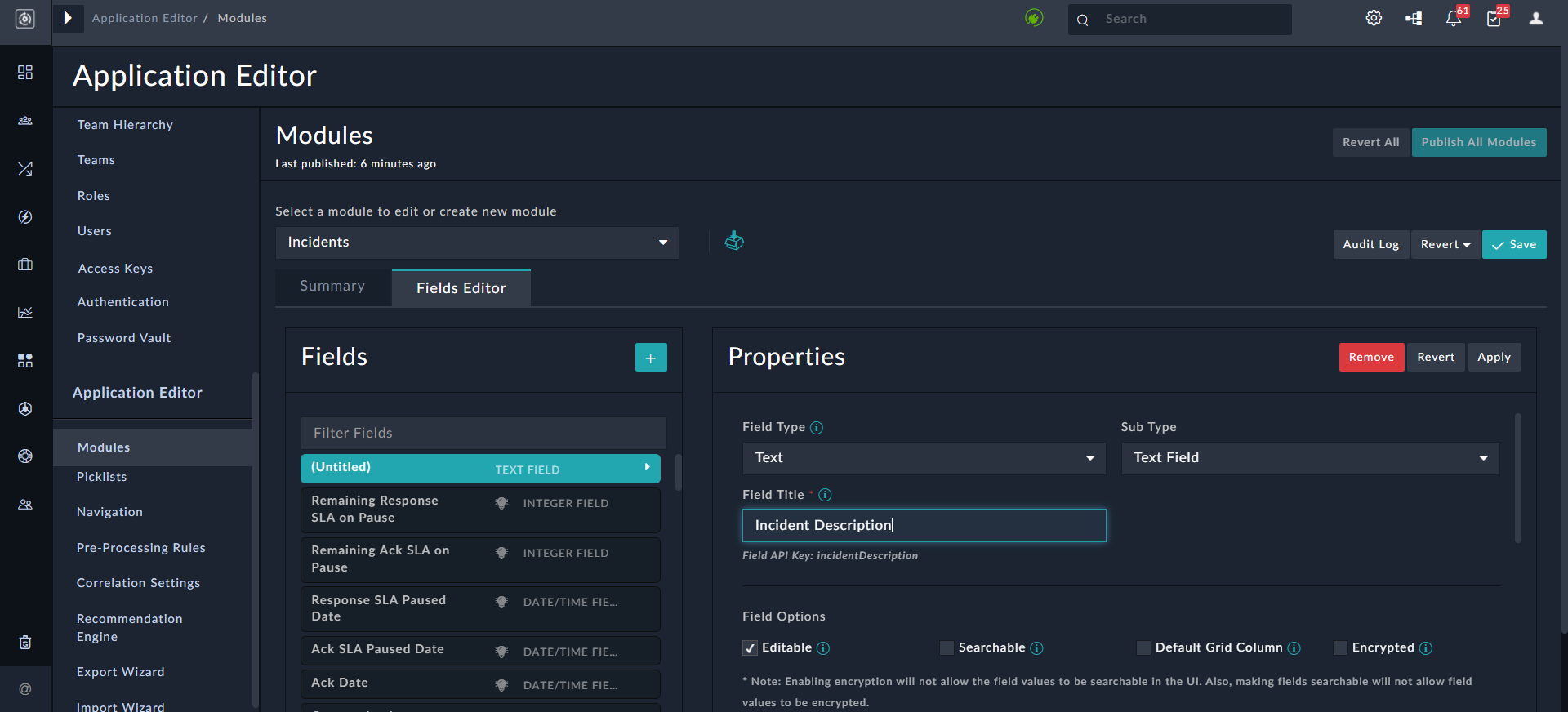 Editing Field Properties
