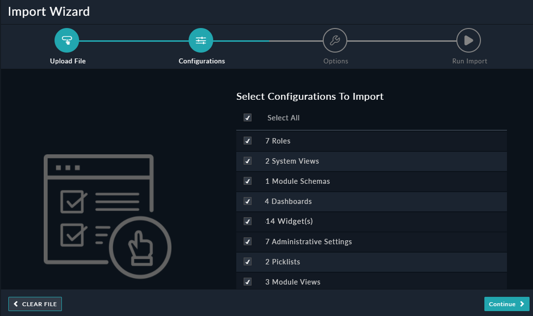 Import Configurations - Configurations page