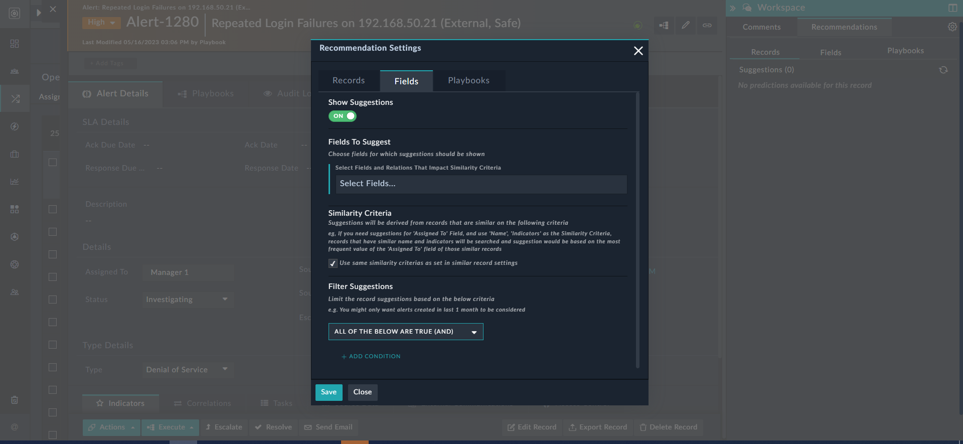 Enabling predicting values of field values