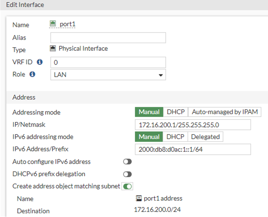 Interface subnet | FortiGate / FortiOS 7.2.8 | Fortinet Document Library