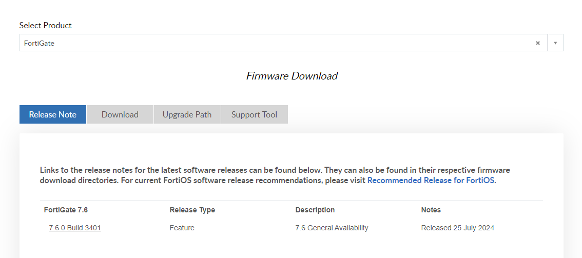Firmware download | FortiCloud Services 25.3.0 | Fortinet Document Library