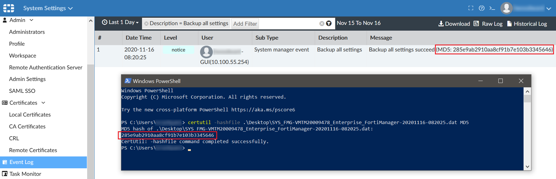 Backing up configuration files and databases | FortiAnalyzer 7.2.9 ...