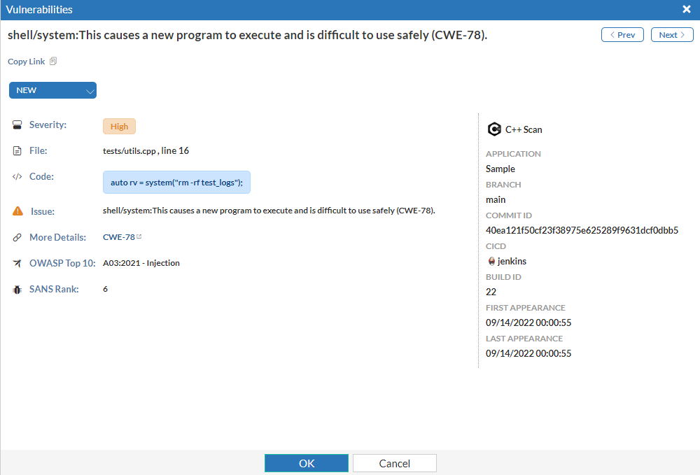 Viewing the Scan Result | FortiDevSec 22.3.0 | Fortinet Document Library