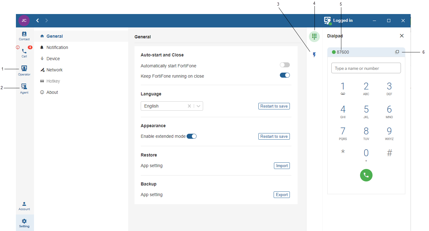 Viewing the call screen | FortiFone 1.0.0 | Fortinet Document Library