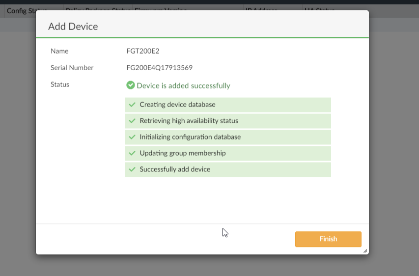 Model device successfully added