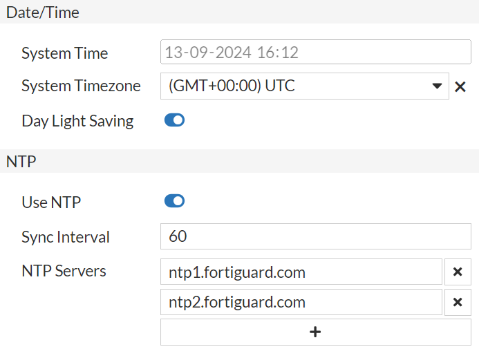 Date/Time Settings | FortiGuest 1.3.1 | Fortinet Document Library
