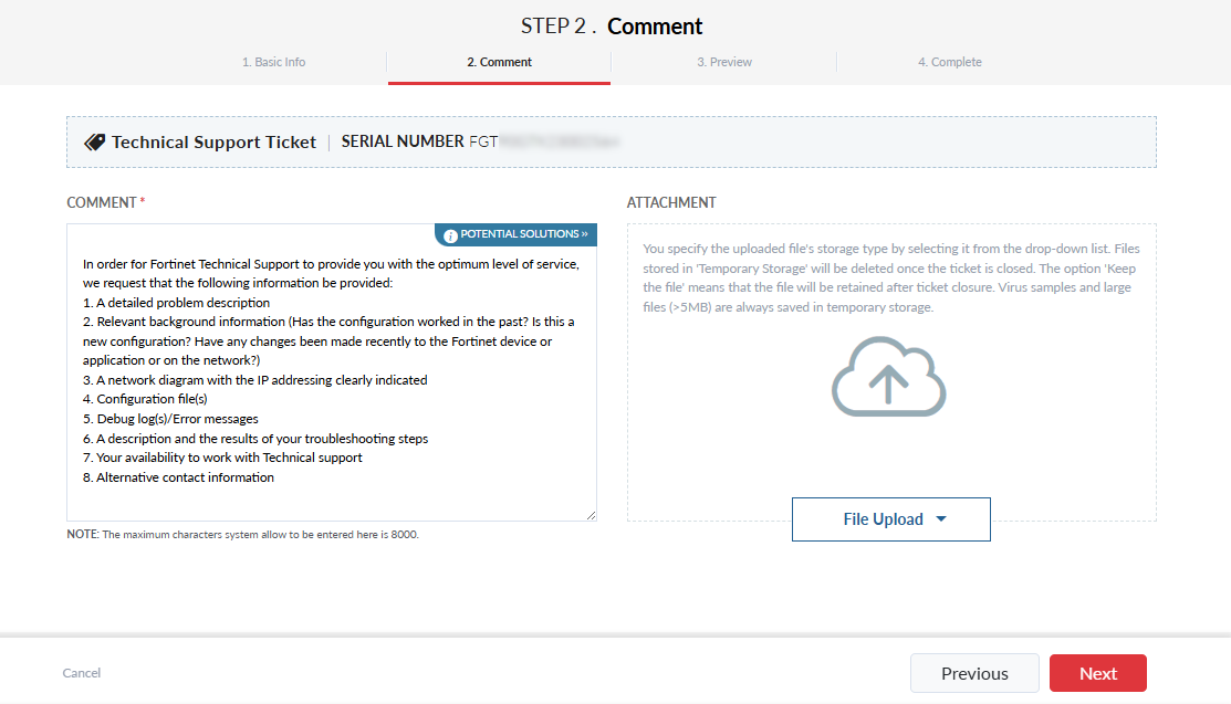 Creating tickets | FortiCloud Services 25.3.0 | Fortinet Document Library