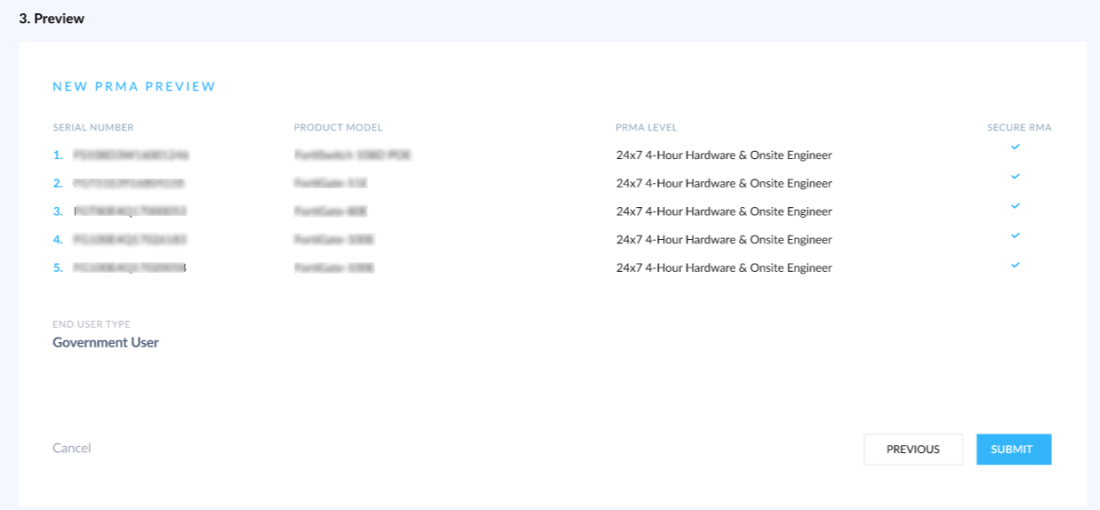Creating a new Priority or Secure RMA | FortiCloud Services 24.4.0 ...