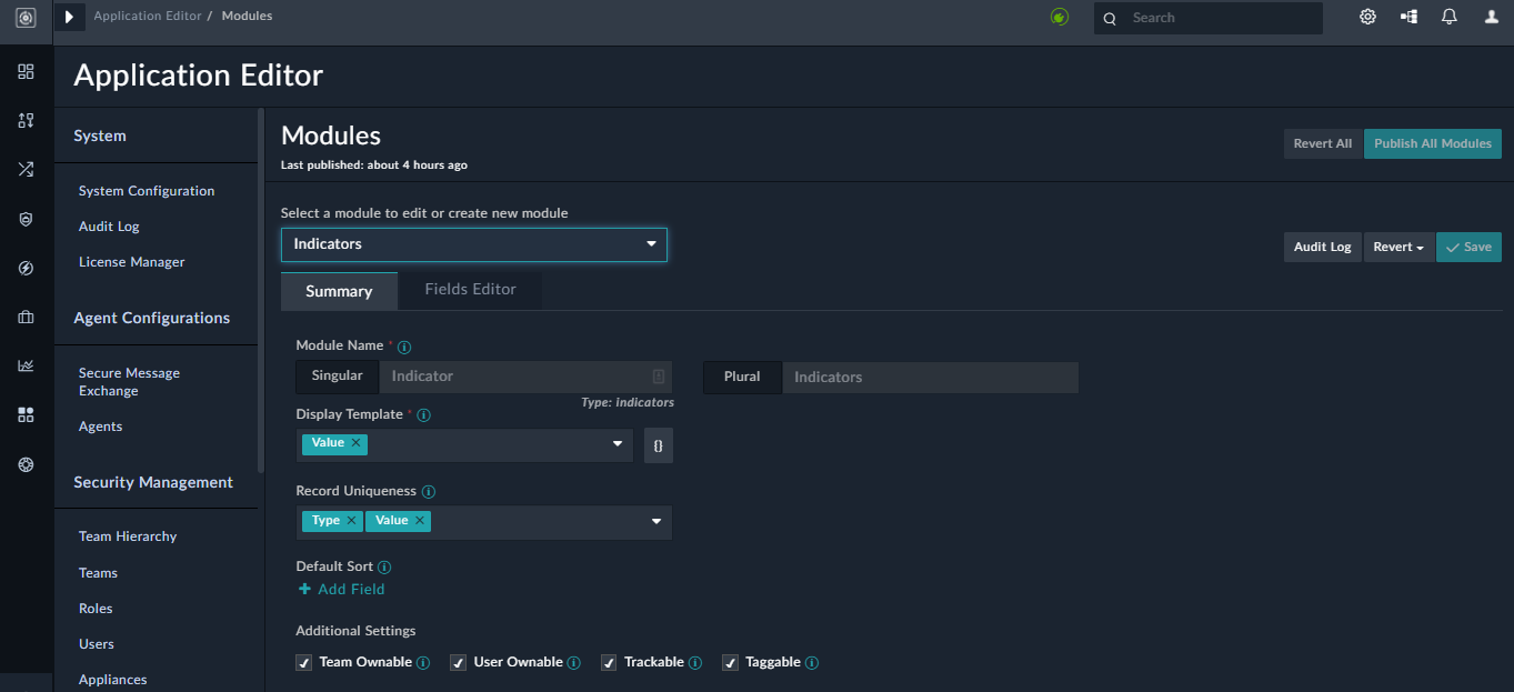 Application Editor: Summary Page - Record Uniqueness section