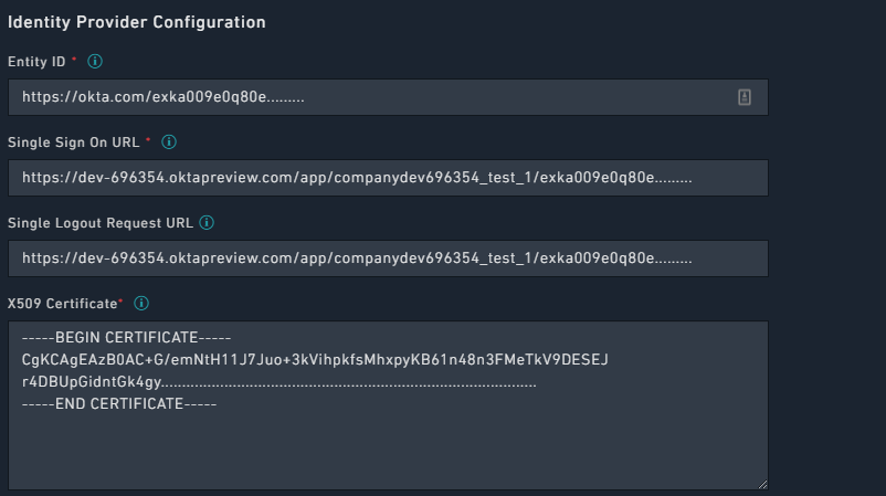 FortiSOAR™ UI - Identity Provider Configuration Details