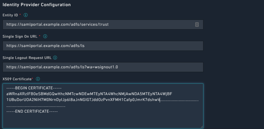 Identity Provider Configuration Section: ADFS Configuration