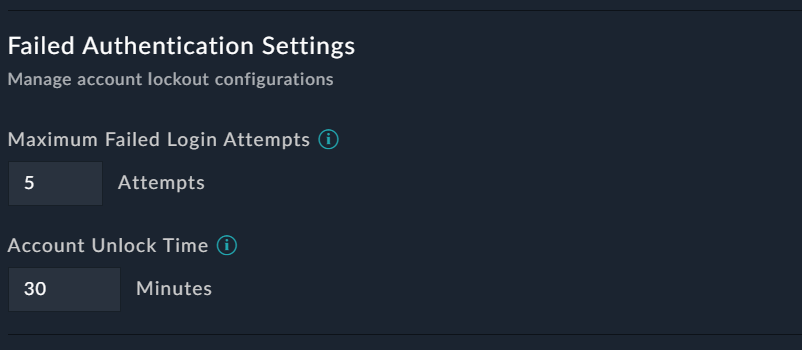 Settings for managing account lockouts