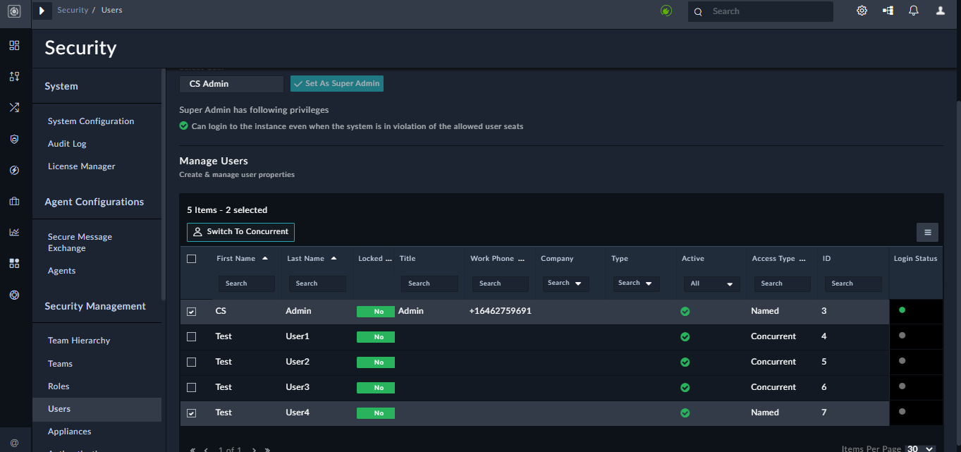 Bulk change user access from Named to Concurrent