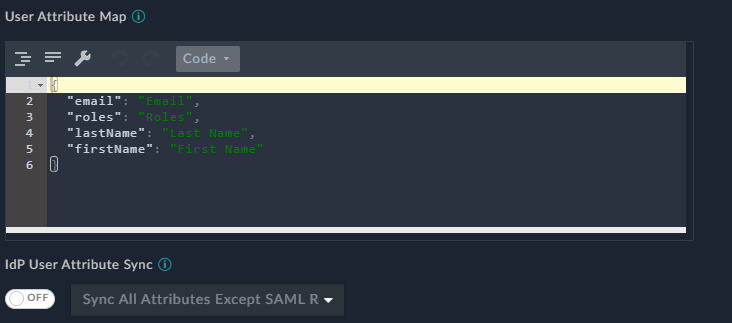 User Attribute Map - Code View