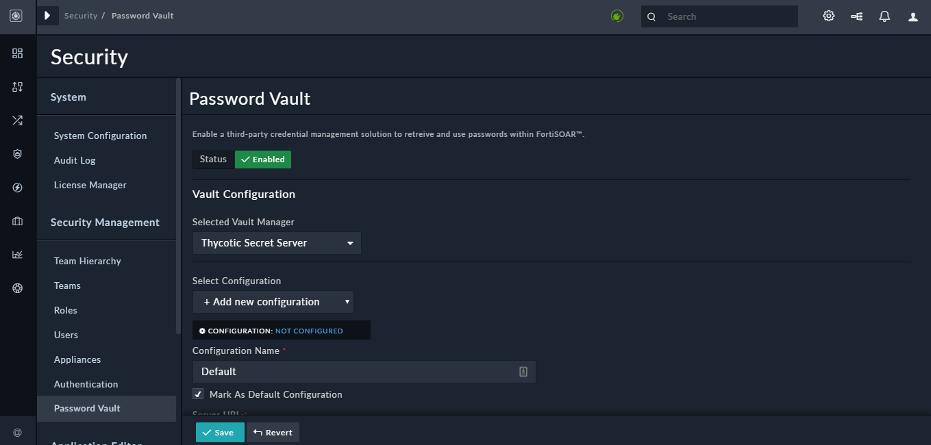 Password Vault - Configure the vault connector