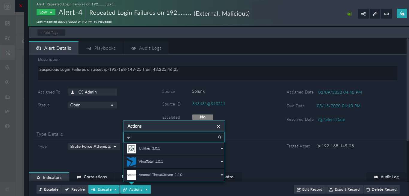 Searching for actions