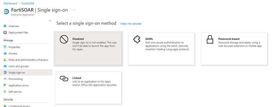 Creating FortiSOAR SSO in Azure AD