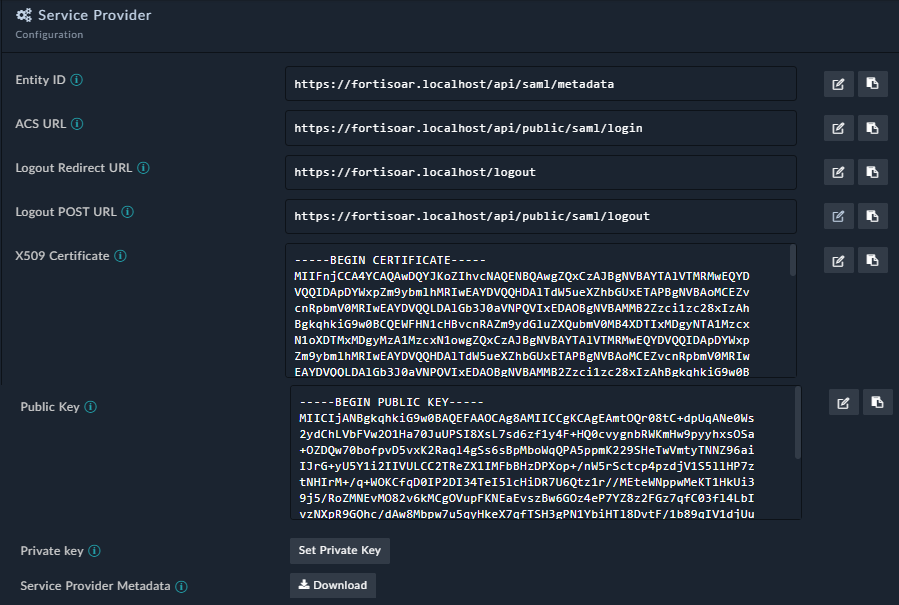 Service Provider configuration