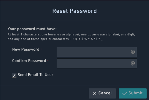 Reset Password Dialog