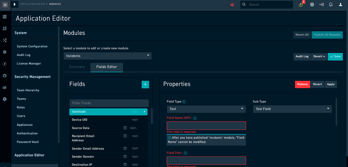 Editing Field Properties