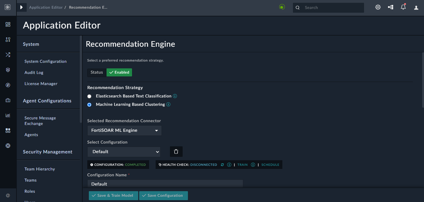 Recommendation Engine - Configured but without the training dataset