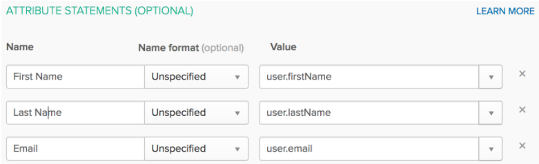 Attribute Statement mapping