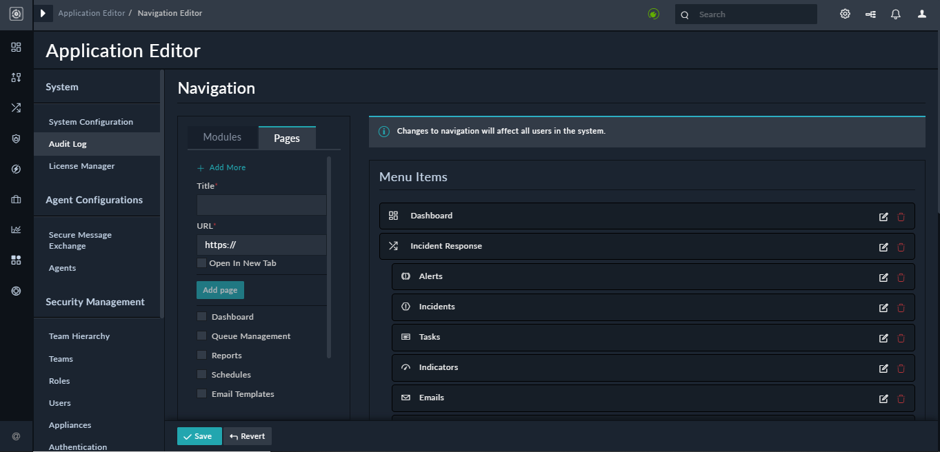 Navigation Editor: Pages Tab - Add More link