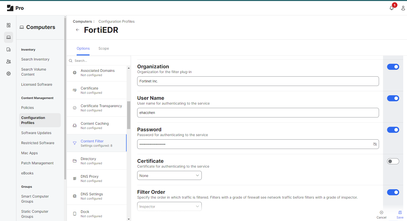 Installing FortiEDR on Mac Big Sur devices using Jamf PRO FortiEDR