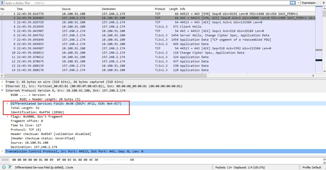 DSCP tagged VoIP traffic analysis