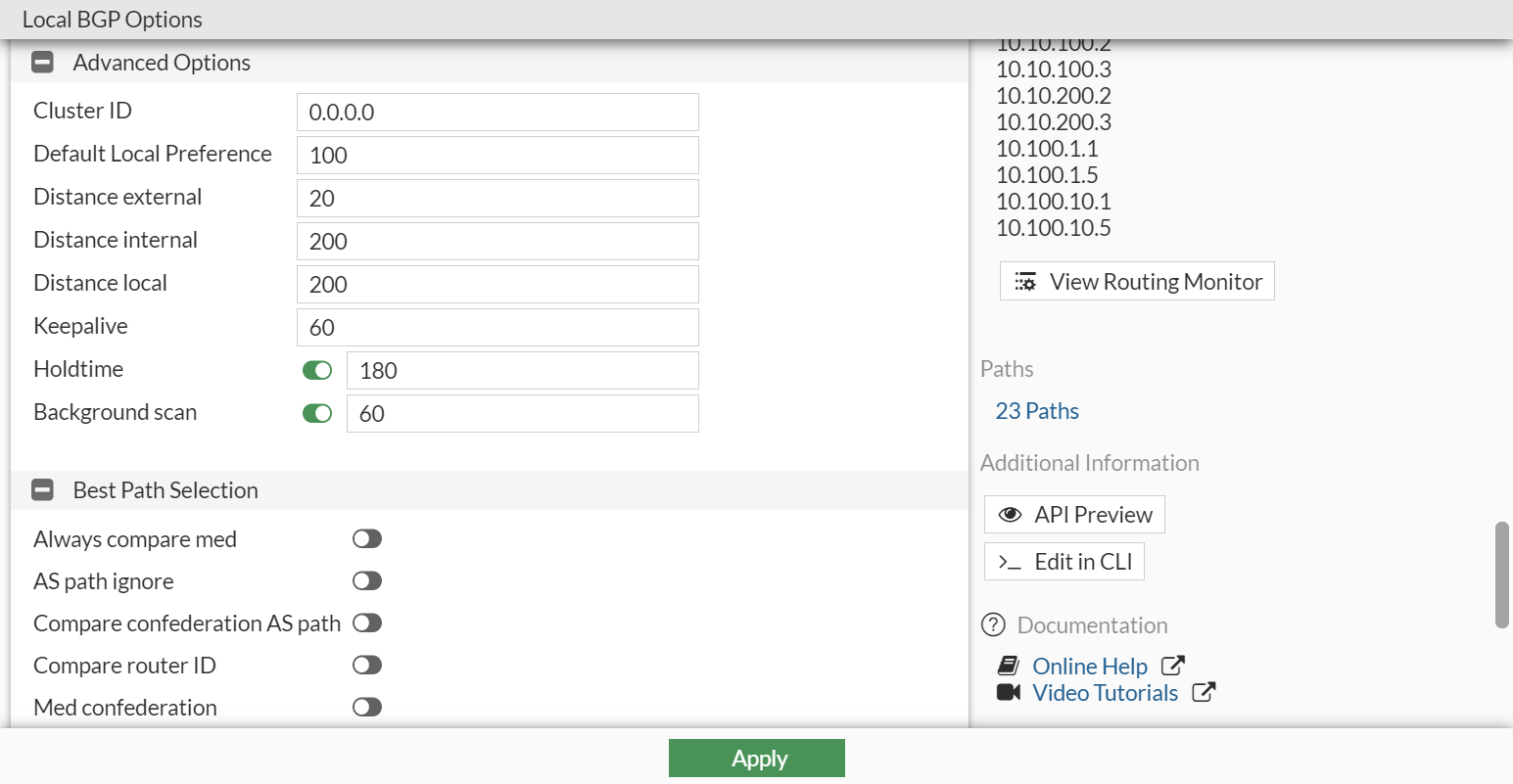 GUI Advanced Routing Options For BGP FortiGate FortiOS, 41% OFF