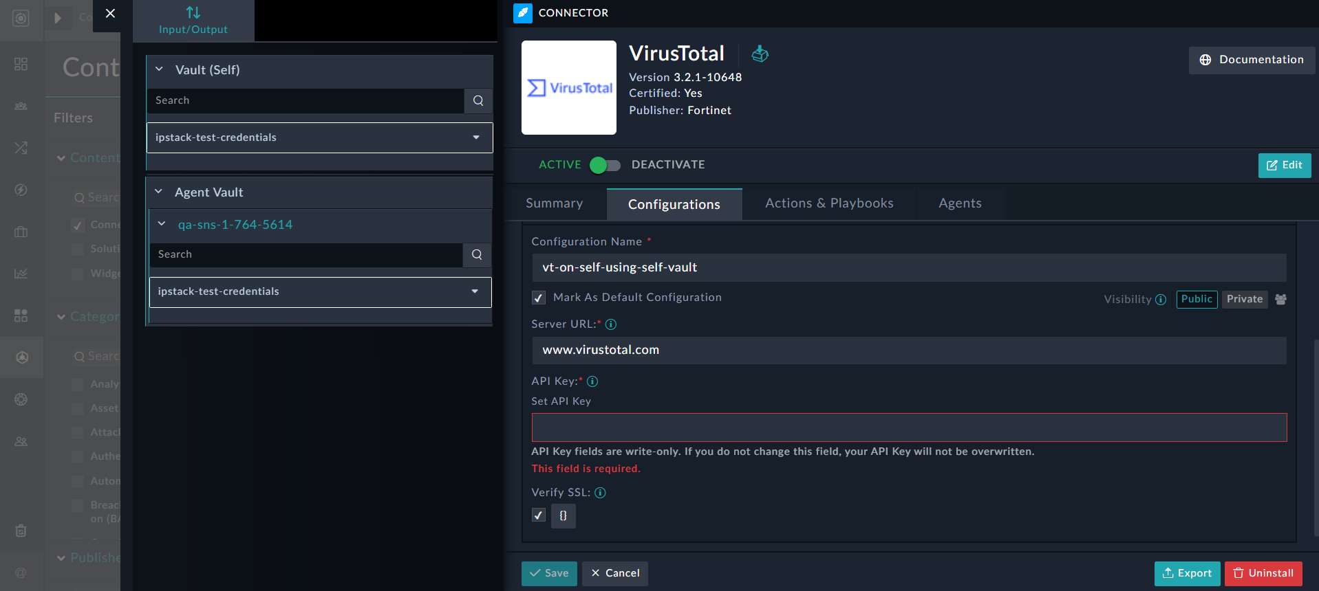Connector Configuration - Vault Option